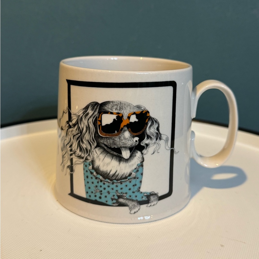 Anthropologie Florence Balducci Animal Alphabet Monogram D "Dog on the Move" Mug